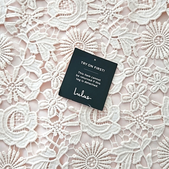 Lulus Love Poem Blush Pink Beige Lace Floral Crochet Mini Dress Size XS - Picture 8 of 9